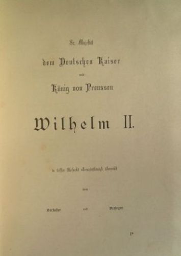 Widmung an König Wilhelm II.