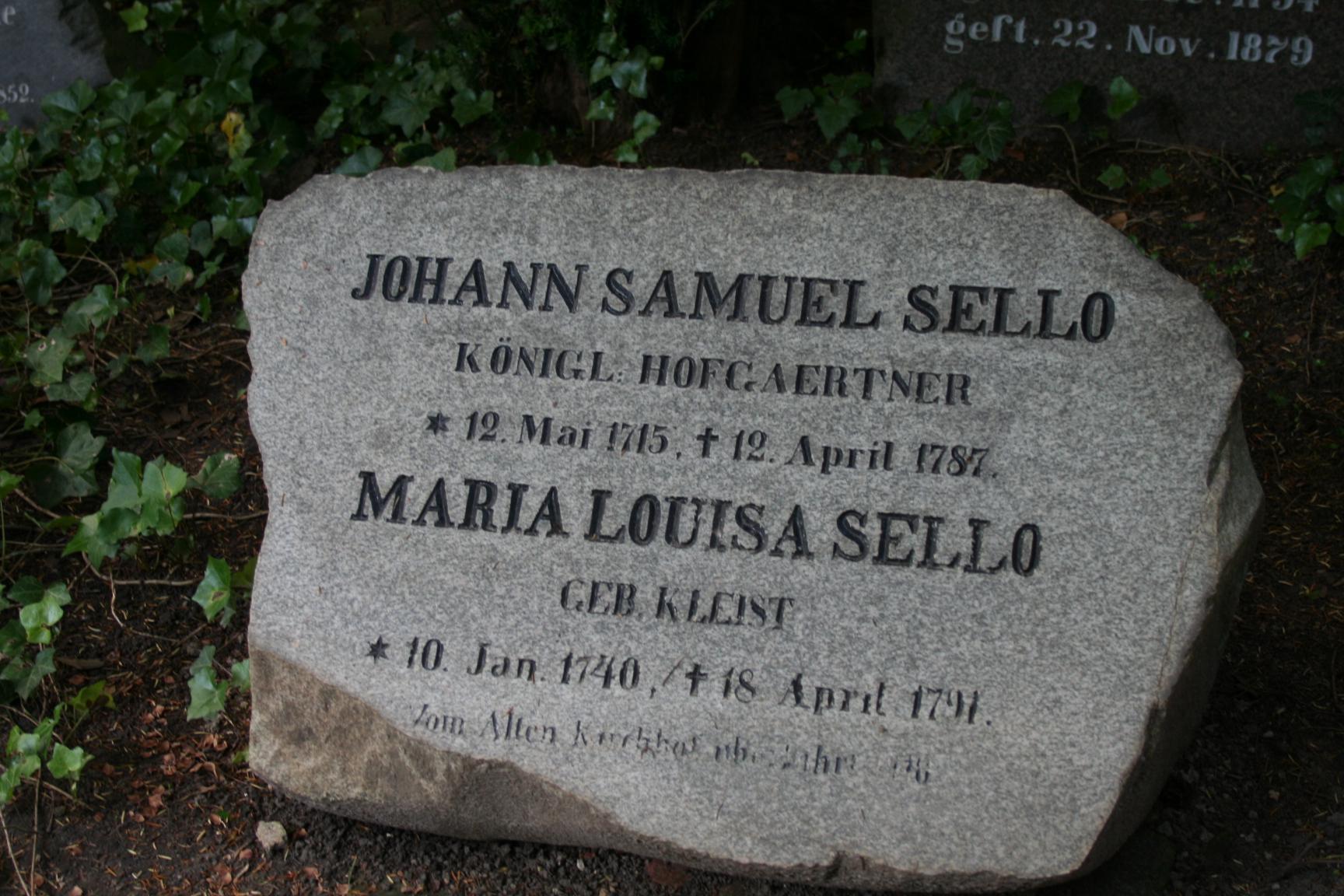 Grabstein Johann Samuel Sello
